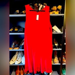 NWT! Sleeveless Knit Midi Dress with Laser Cut Detail!